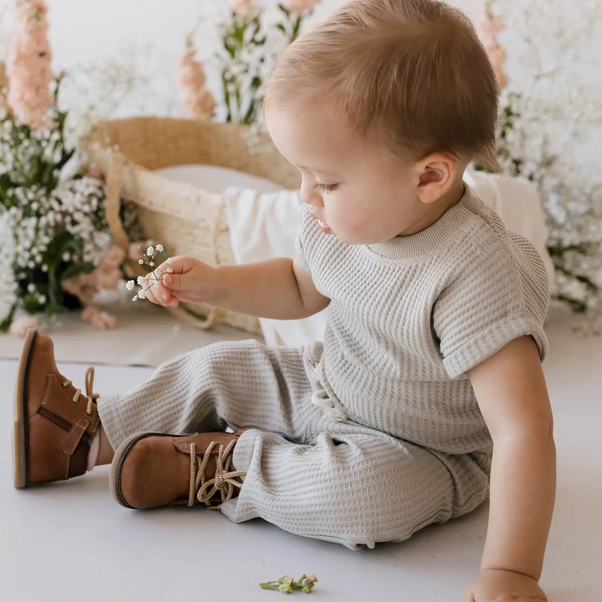 Organic Cotton Waffle Noah Top - In the Meadow