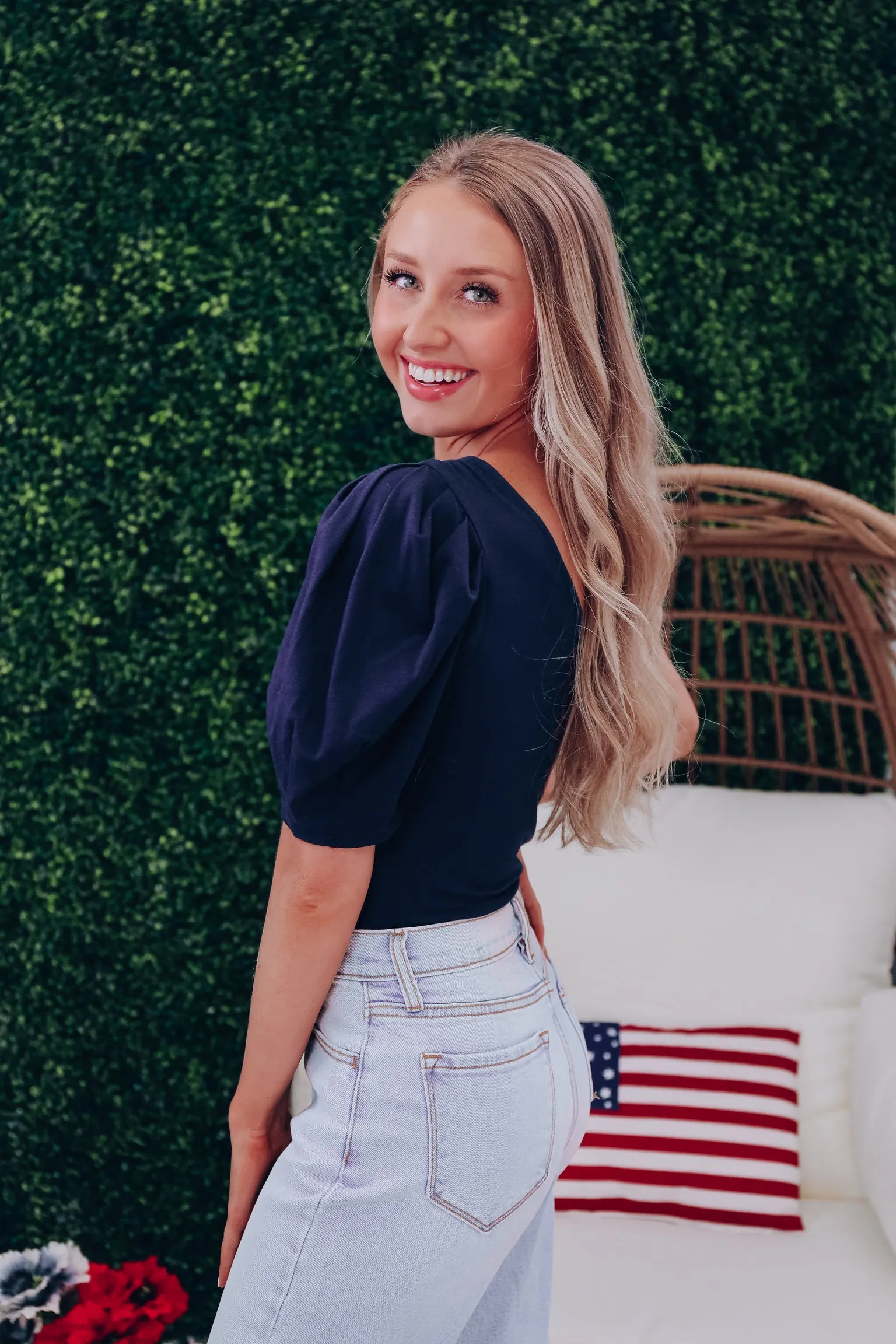 Orla One Shoulder Ruched Bodysuit - Navy