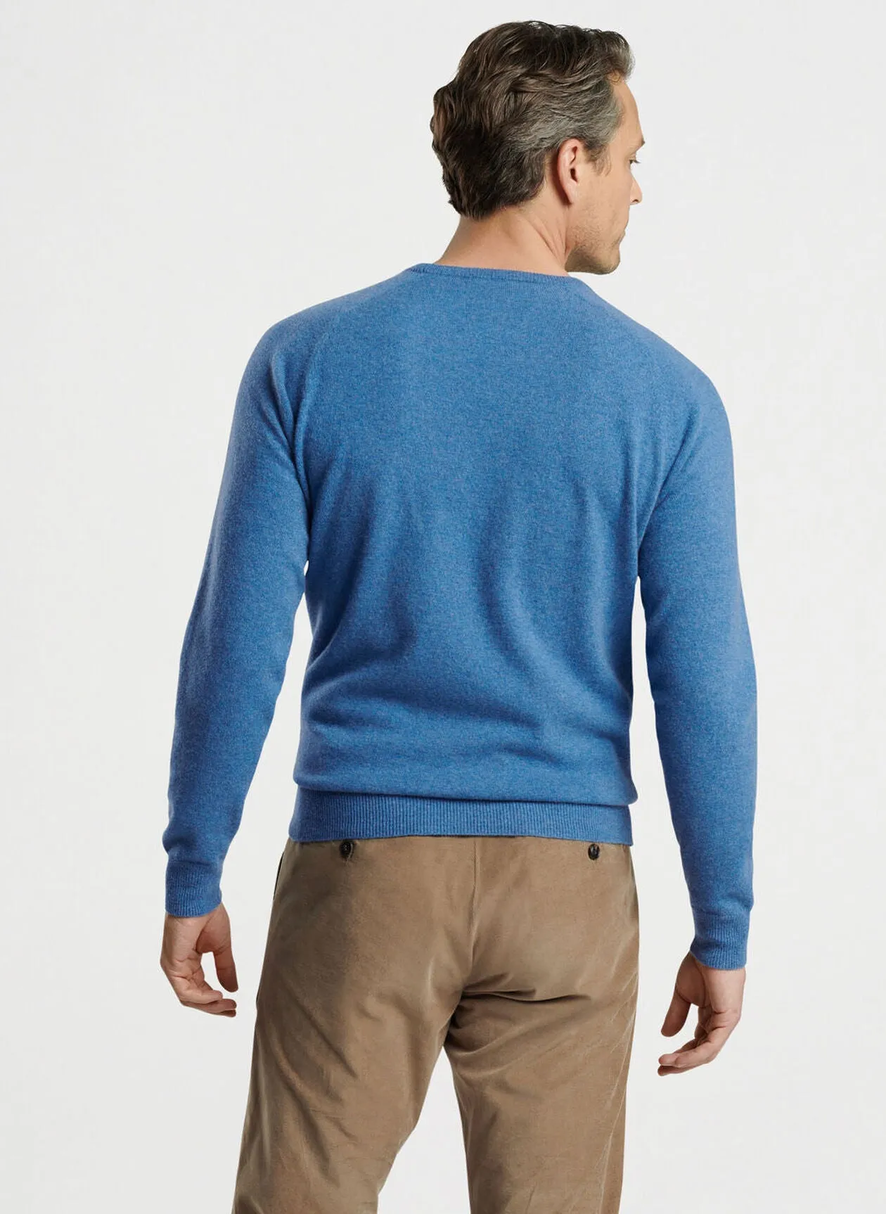 Peter Millar Mens Tailored Fit Artisan Crafted Cashmere Flex Crew - BROOK BLUE