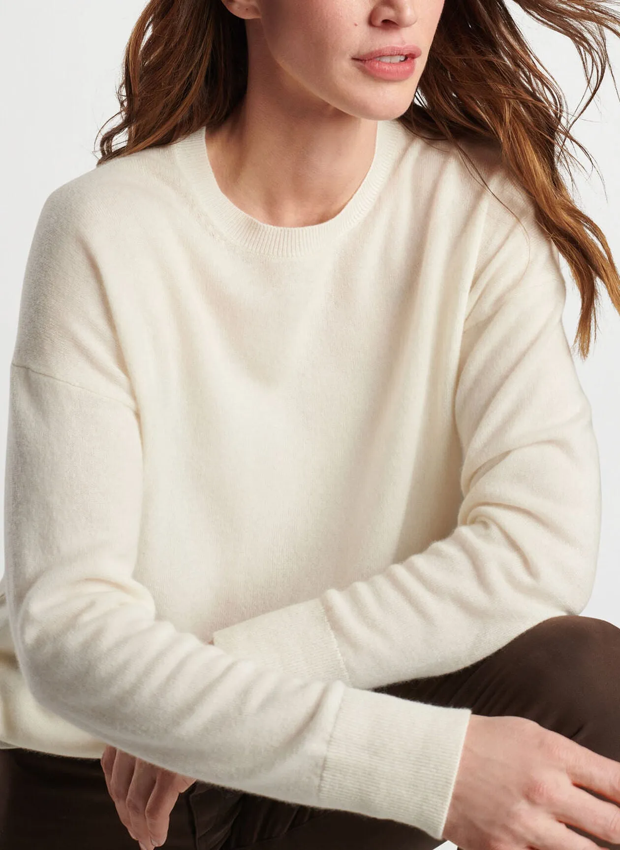 Peter Millar Womens Artisan Crafted Cashmere Crewneck Sweater - IVORY