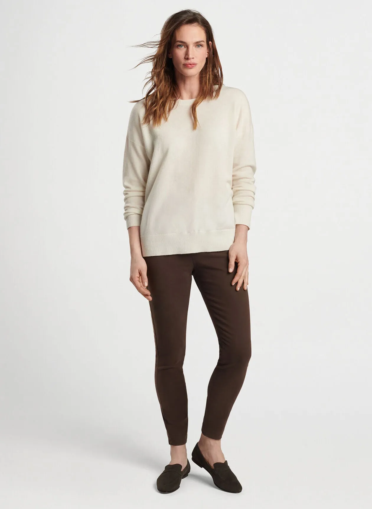 Peter Millar Womens Artisan Crafted Cashmere Crewneck Sweater - IVORY