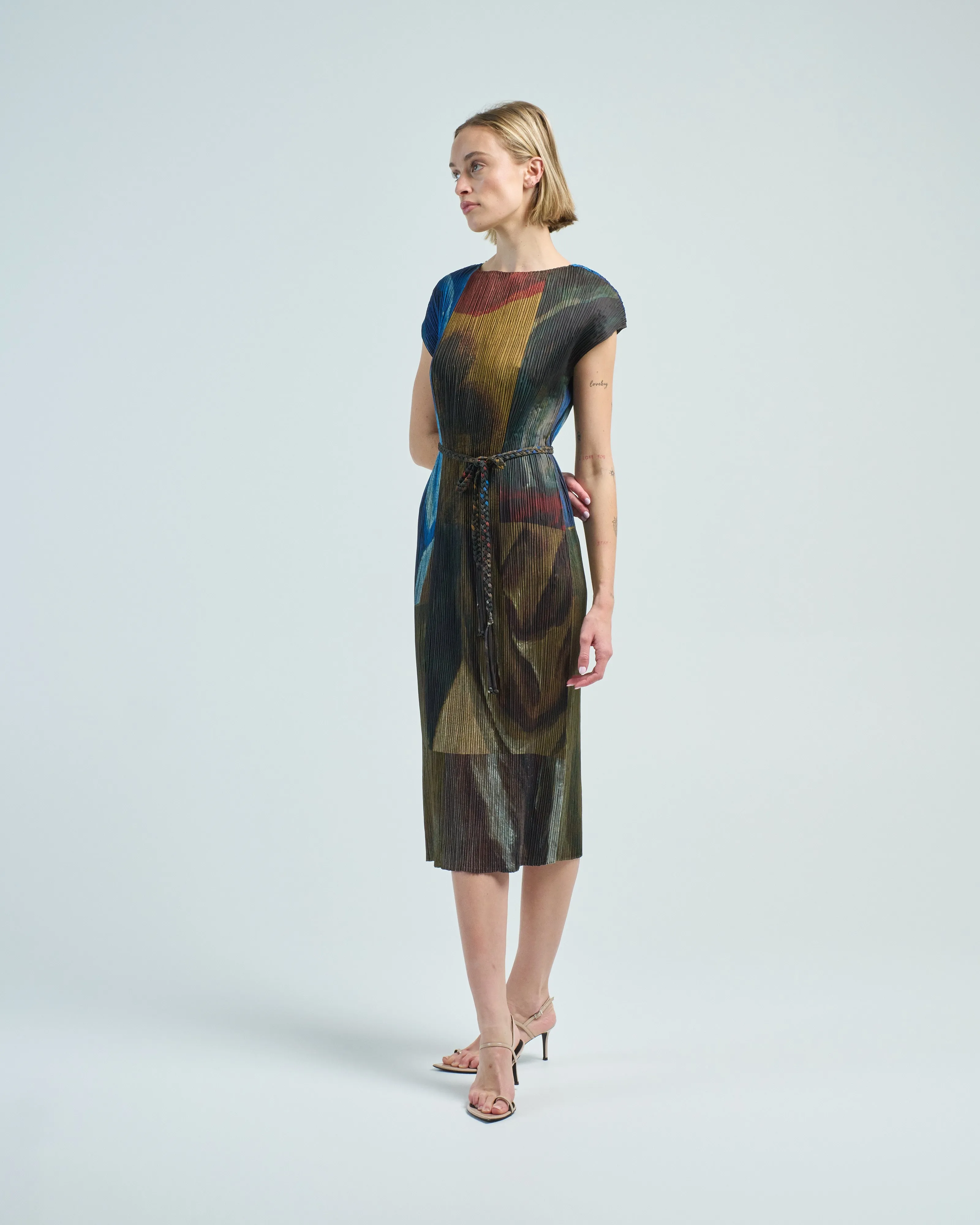 plisse maxi dress