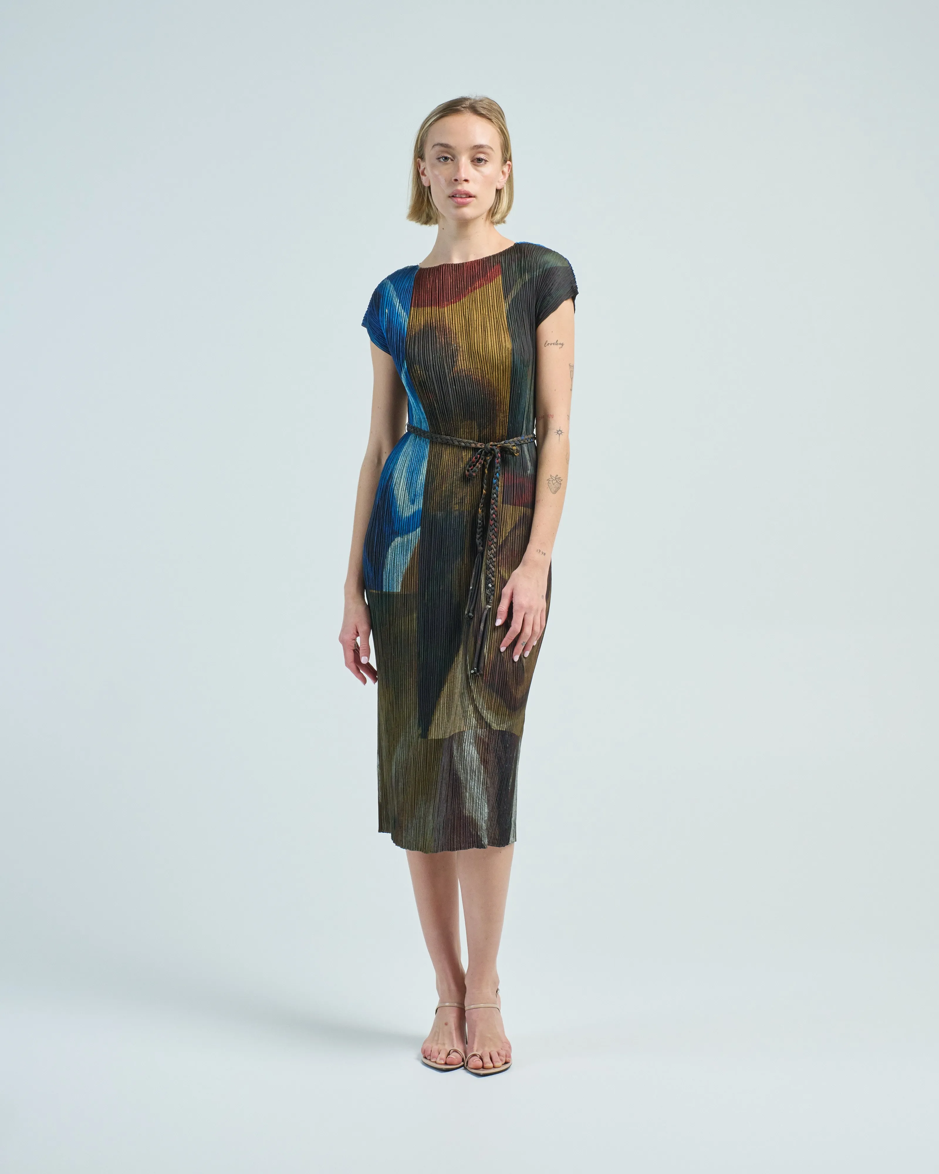 plisse maxi dress