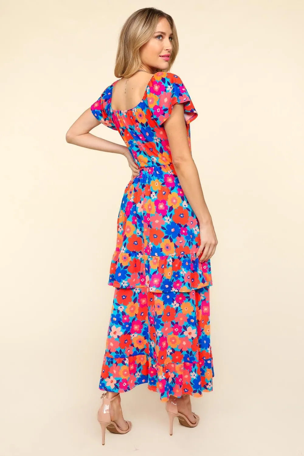 PLUS MAXI FLORAL SLEEVE WITH SIDE POCKET