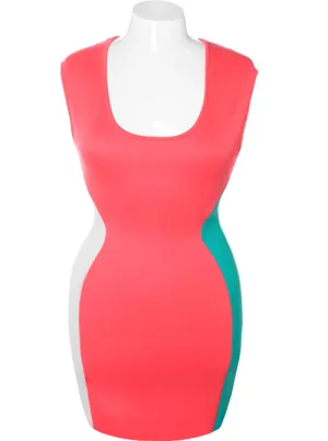 Plus Size Hot Bodycon Sleeveless Coral Dress