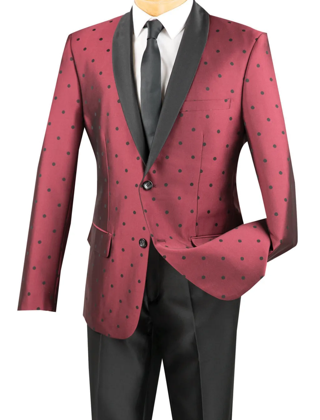 Polka Dots 2 Piece Slim Fit Suit (Burgundy) S2DR-5