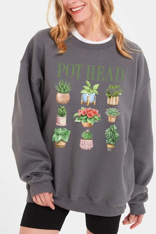 Pot Head Plant Lover Graphic Plus Sweatshirt