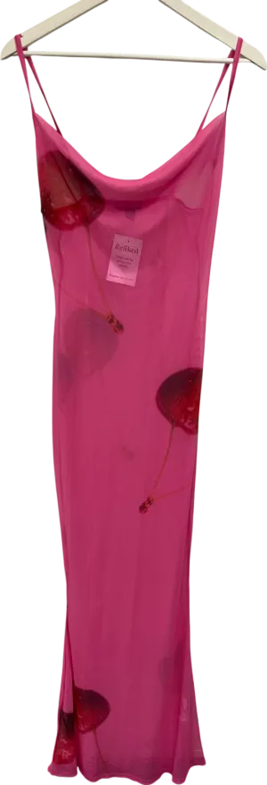 PrettyLittleThing Pink Cherry Mesh Maxi Dress UK 6