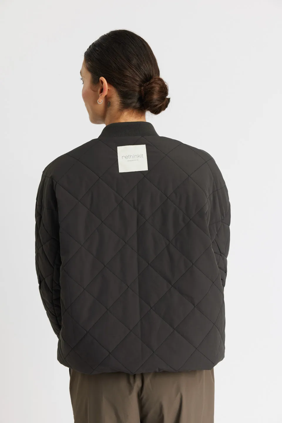 Quilted Bomber Jacket Latté - almost black