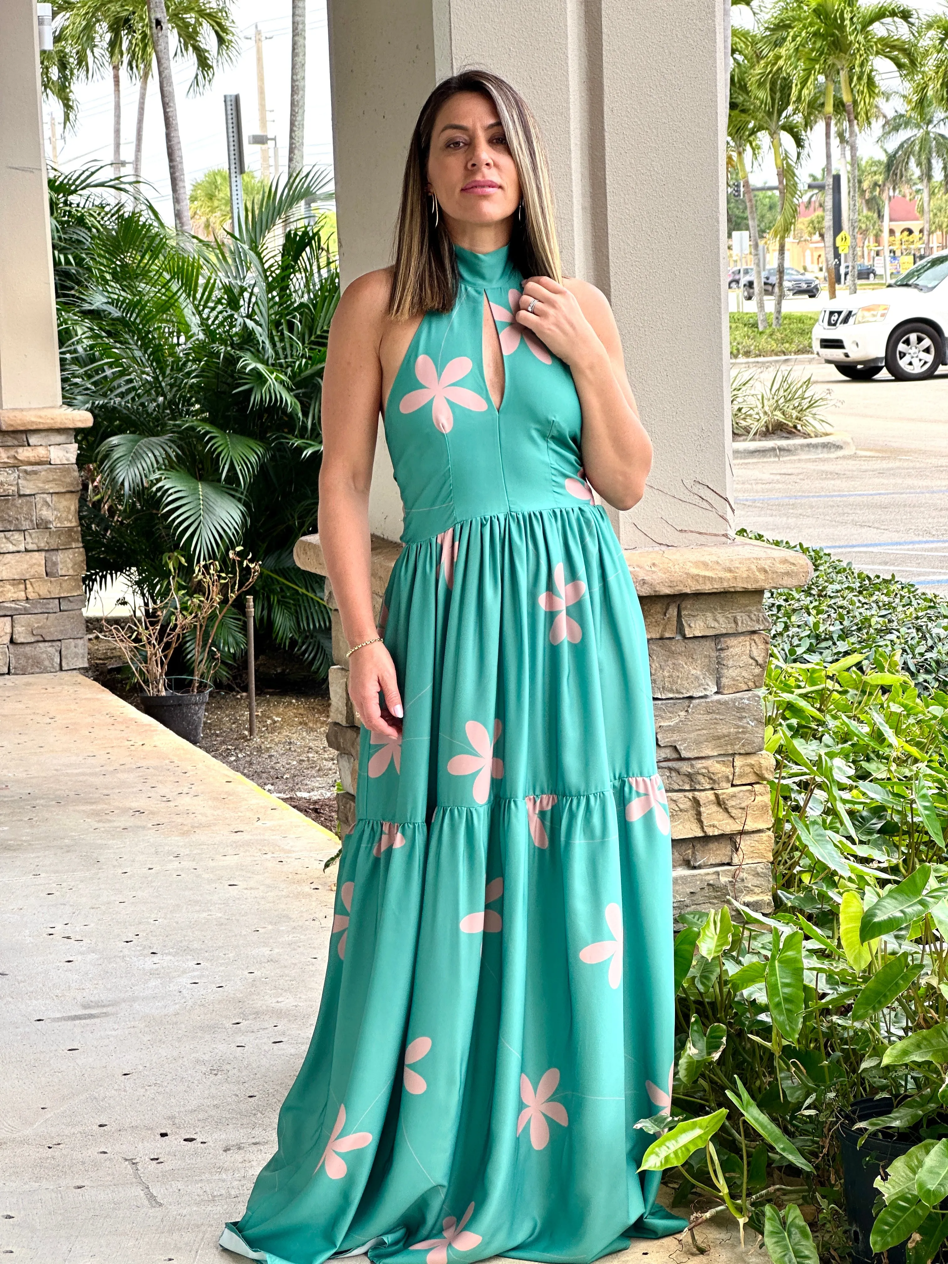 "Emilia" Halter Open Back Maxi Dress