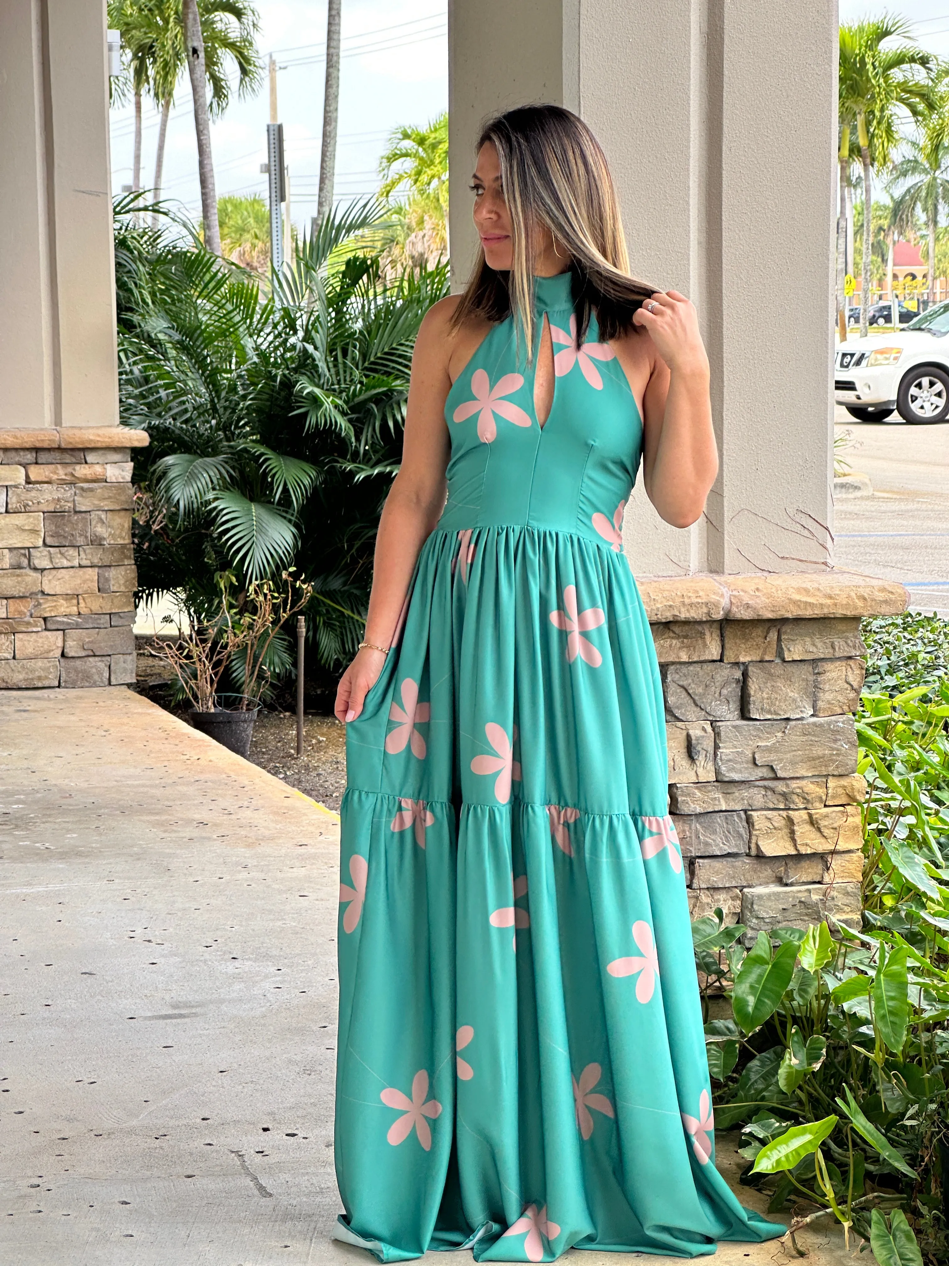 "Emilia" Halter Open Back Maxi Dress