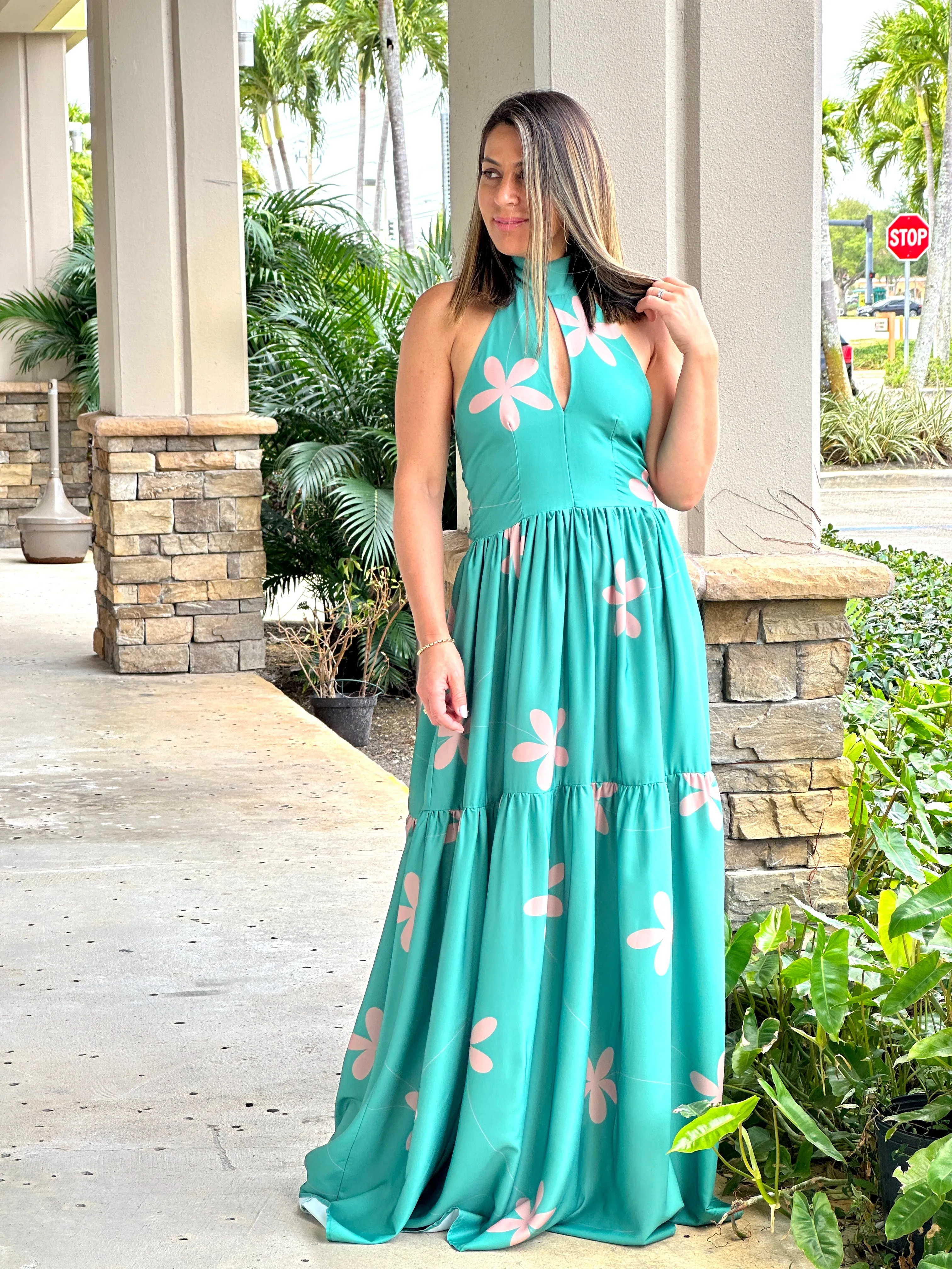 "Emilia" Halter Open Back Maxi Dress