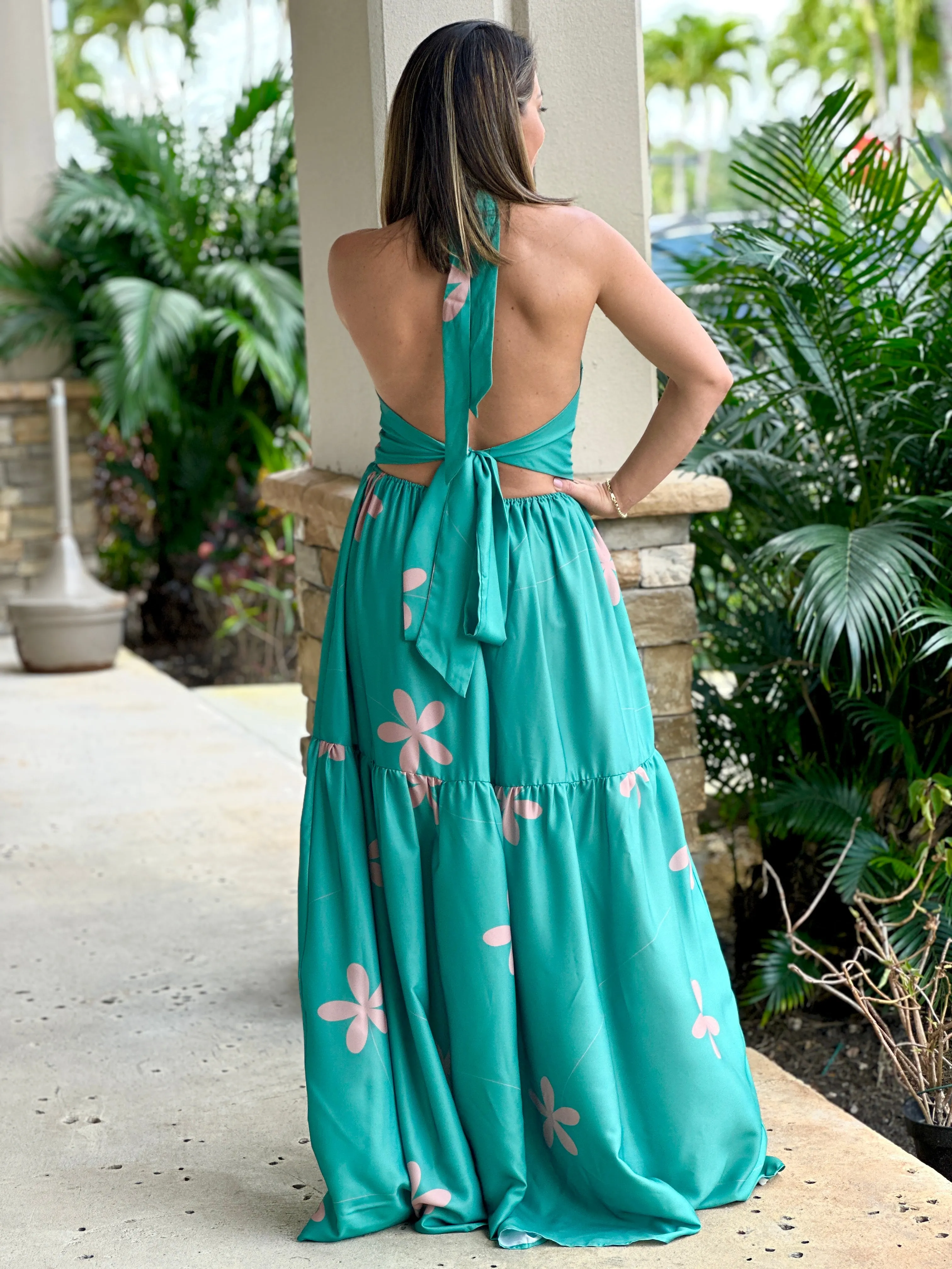 "Emilia" Halter Open Back Maxi Dress