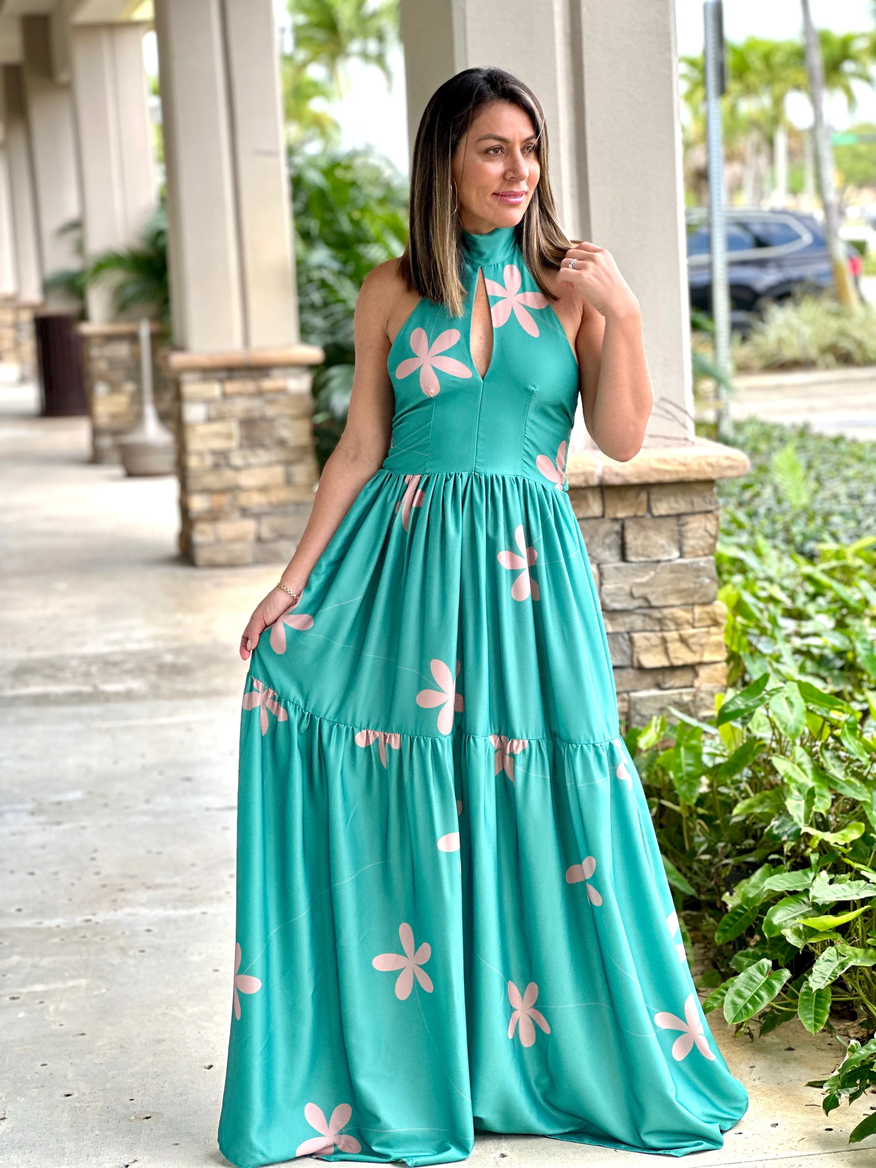 "Emilia" Halter Open Back Maxi Dress
