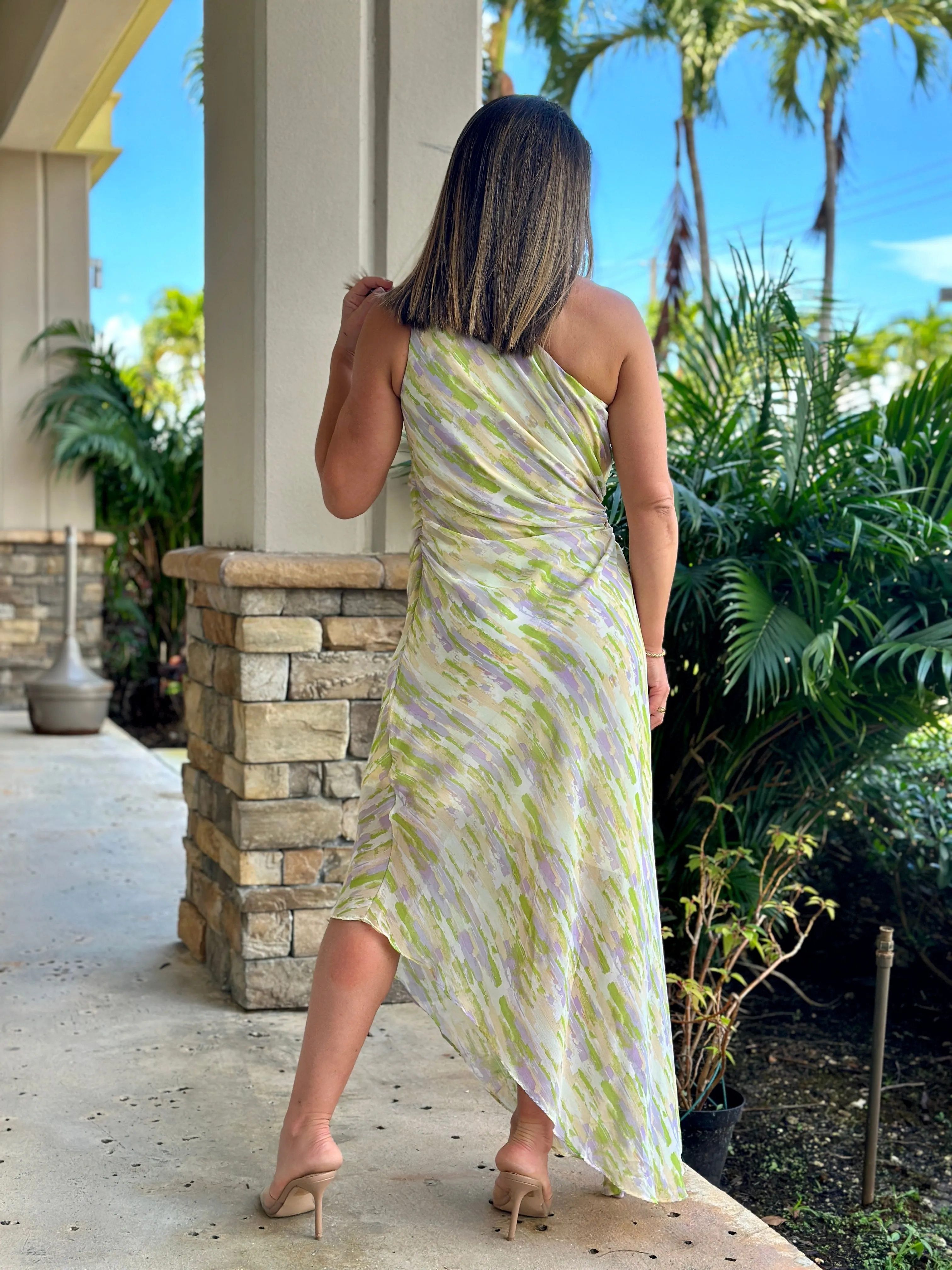 "Oriana" One Shoulder Cut Out Maxi Dress