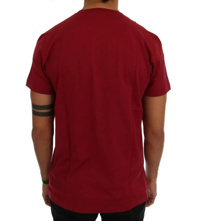 Red Cotton 2017 Motive Print T-Shirt