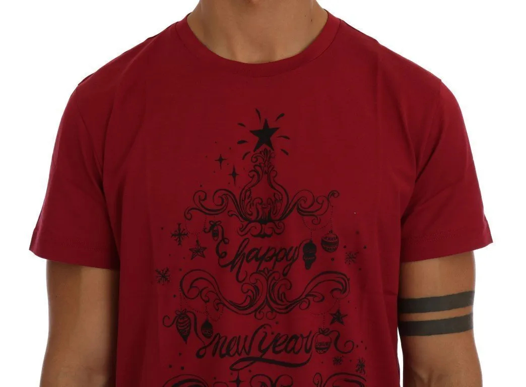 Red Cotton 2017 Motive Print T-Shirt