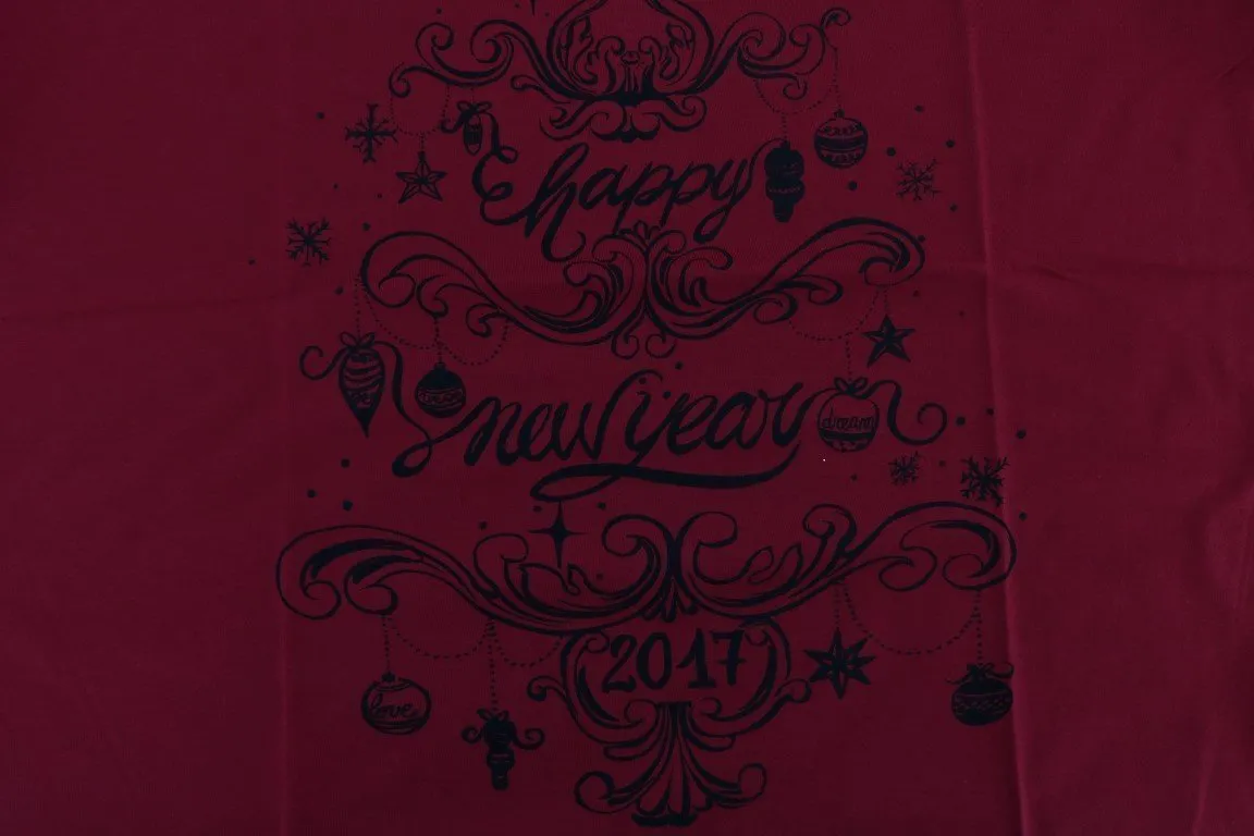 Red Cotton 2017 Motive Print T-Shirt