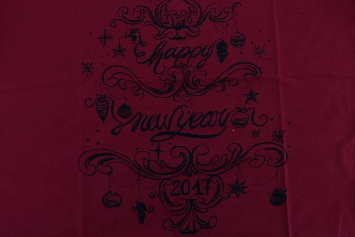 Red Cotton 2017 Motive Print T-Shirt