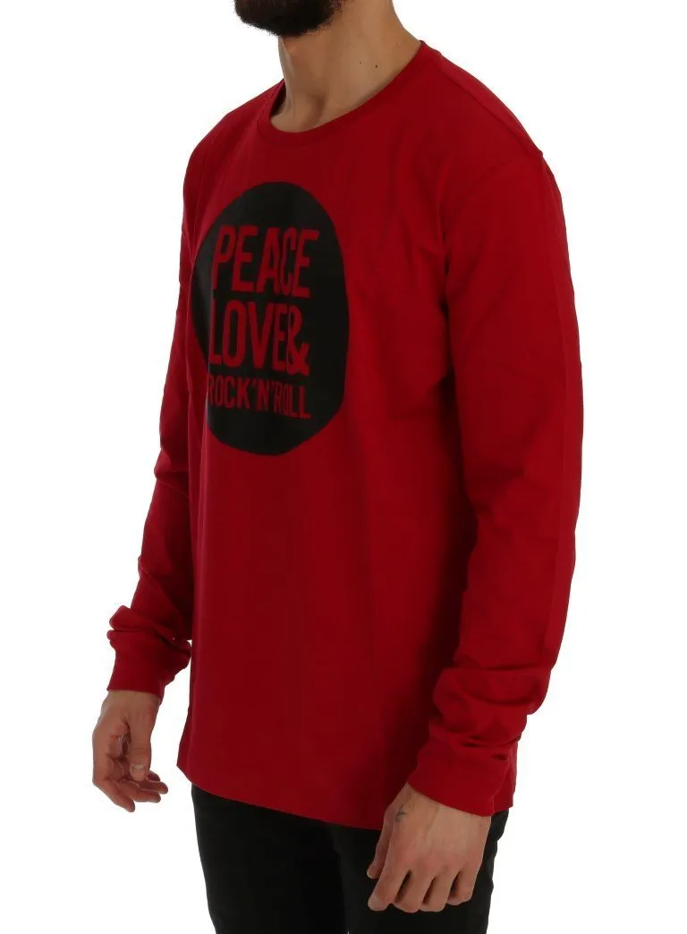 Red Motive Cotton Long Sleeve T-Shirt