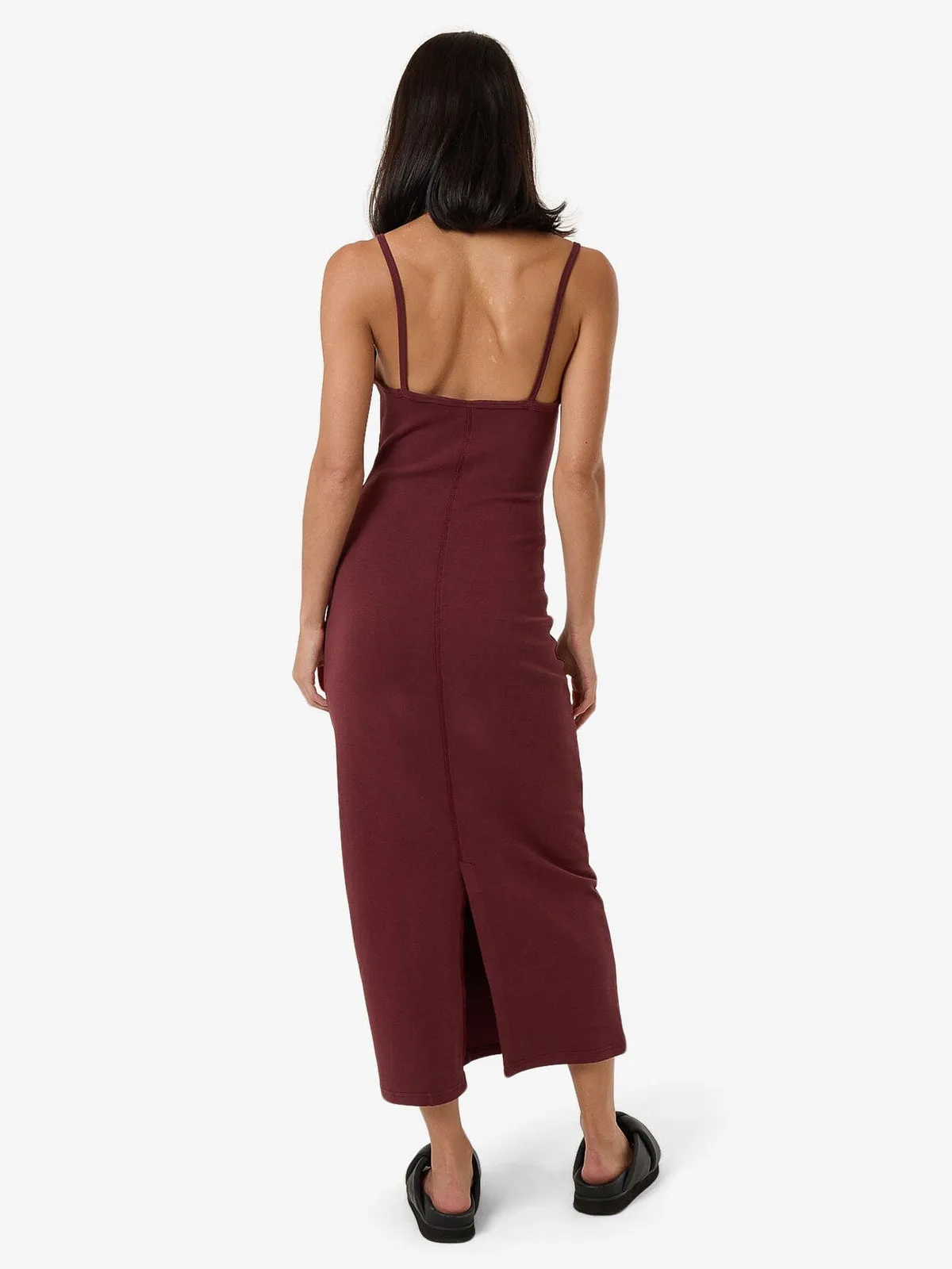 RIB SEAM DRESS - DARK CHERRY