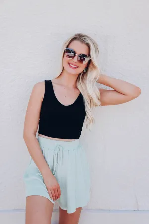 Rubi Ribbed Knit Crop Top - Black