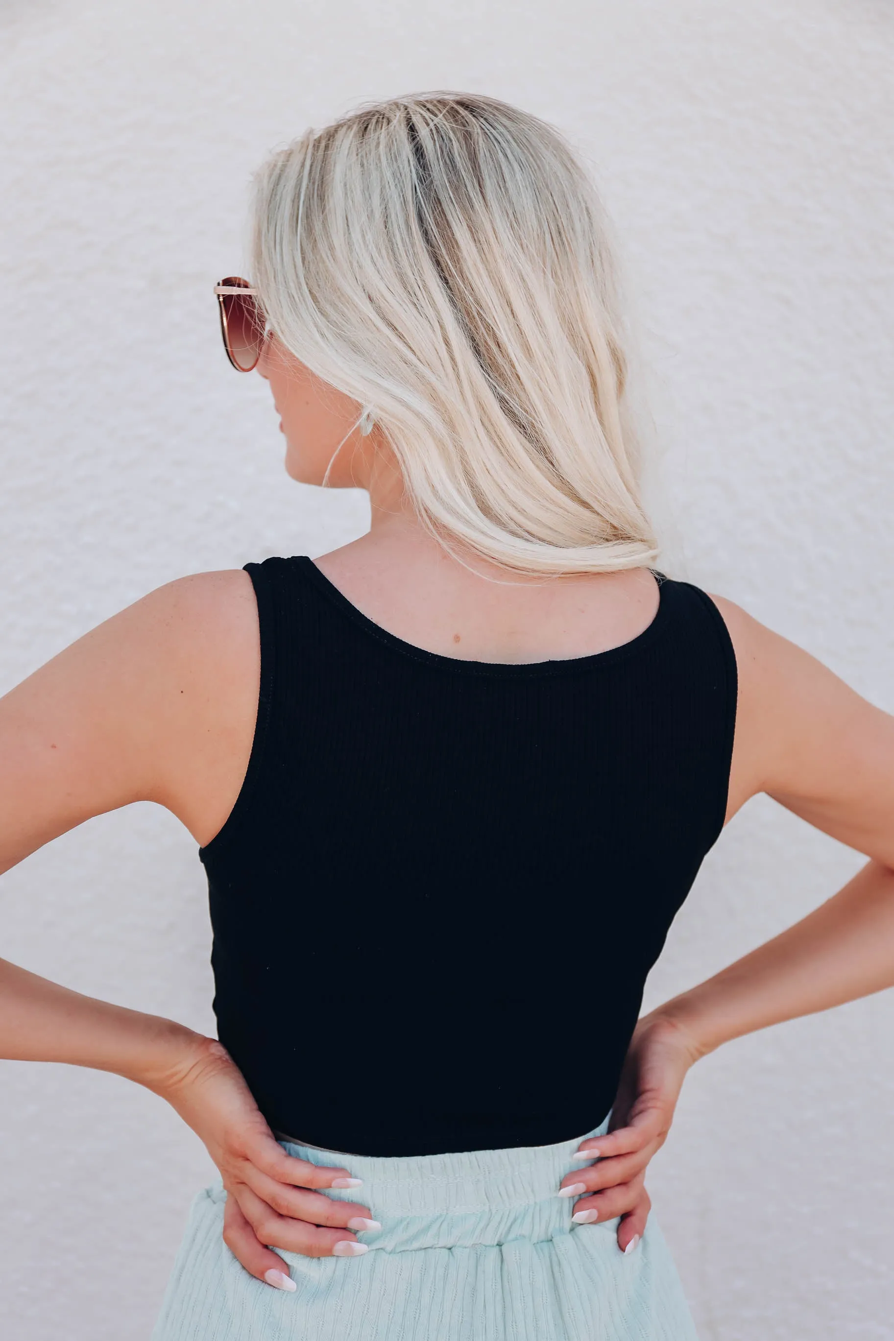 Rubi Ribbed Knit Crop Top - Black