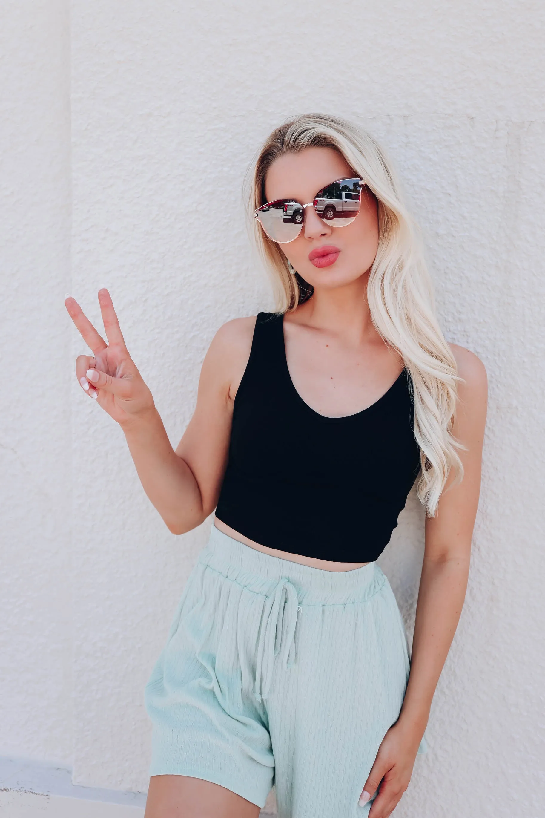 Rubi Ribbed Knit Crop Top - Black