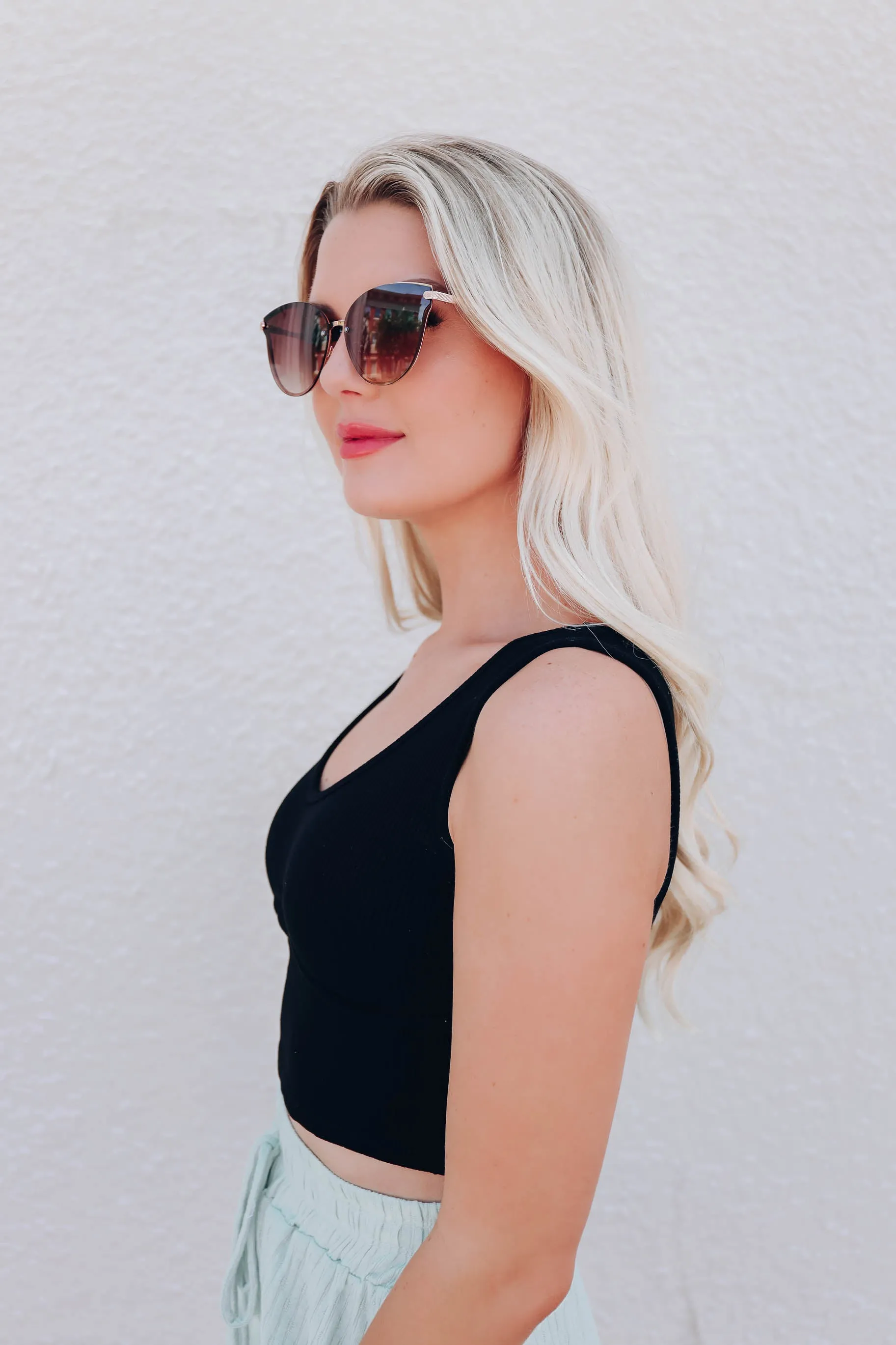 Rubi Ribbed Knit Crop Top - Black