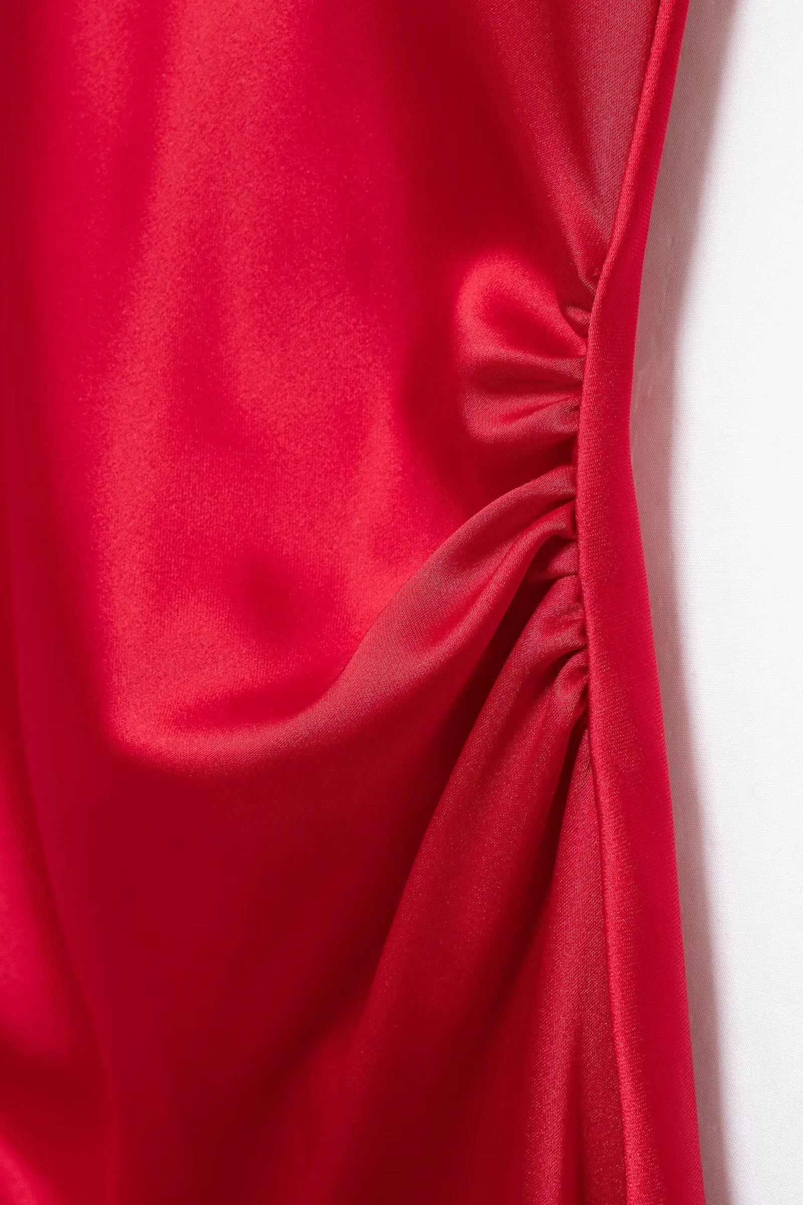 Ruched Sleeveless Satin Maxi Dress