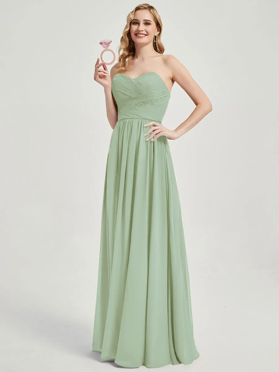 Sage Green Pleated Convertible Maxi Chiffon Bridesmaid Dress