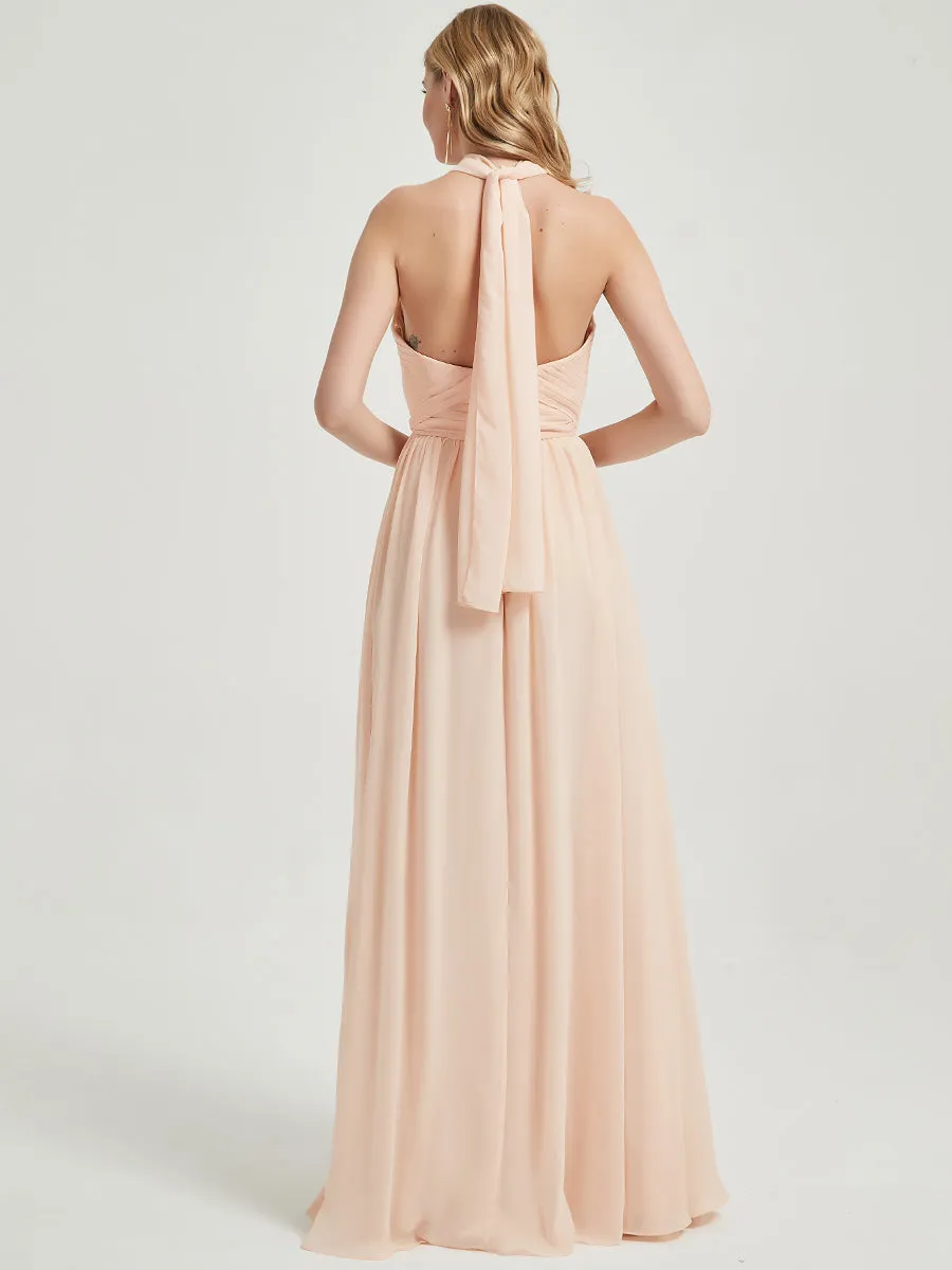 Sage Green Pleated Convertible Maxi Chiffon Bridesmaid Dress