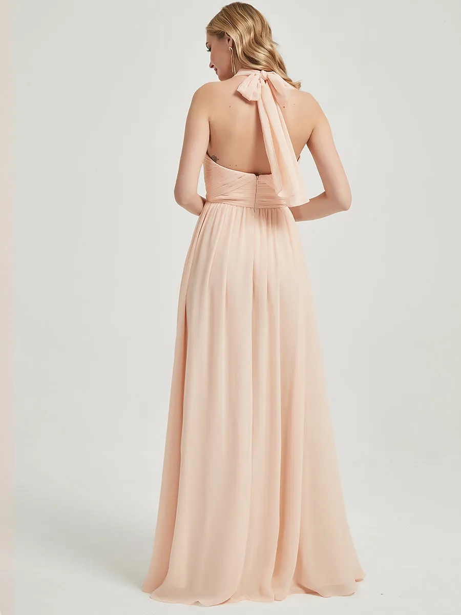 Sage Green Pleated Convertible Maxi Chiffon Bridesmaid Dress