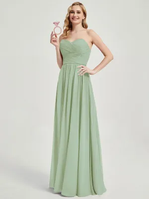 Sage Green Pleated Convertible Maxi Chiffon Bridesmaid Dress