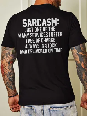 Sarcasm Back Print Short Sleeve Crew Neck Cotton Blends T-shirt