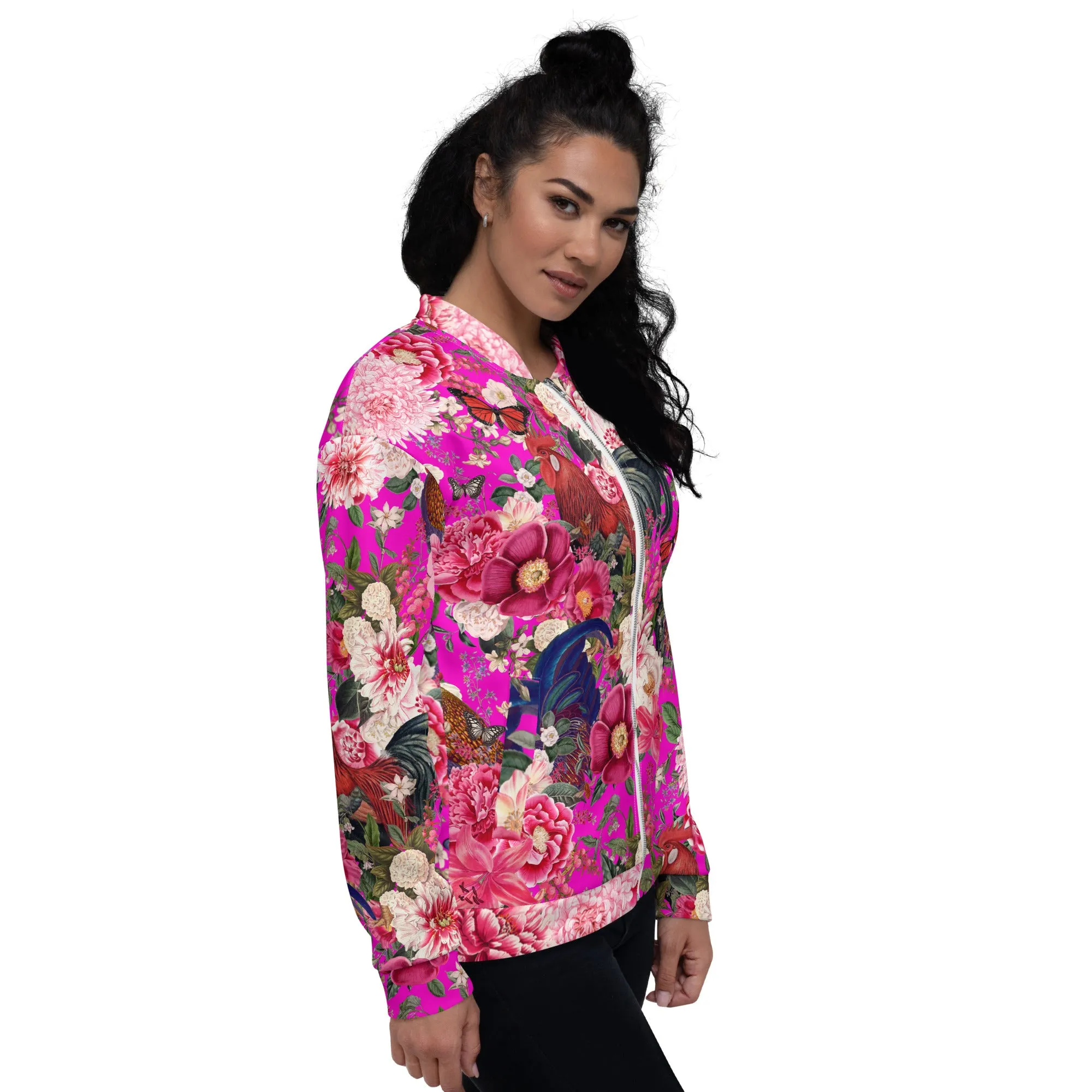 Secret Chicken Garden Bomber Jacket, Roosters