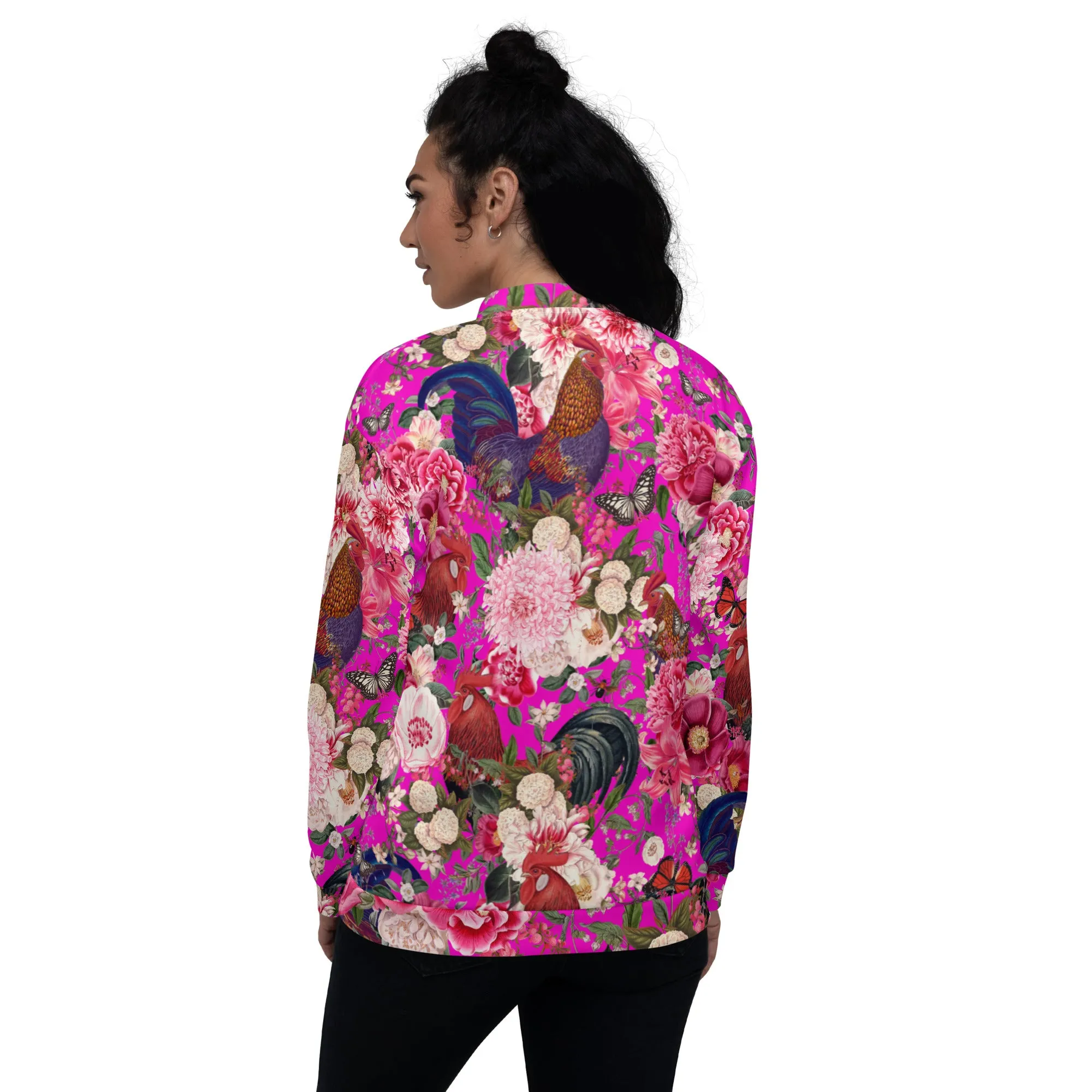 Secret Chicken Garden Bomber Jacket, Roosters