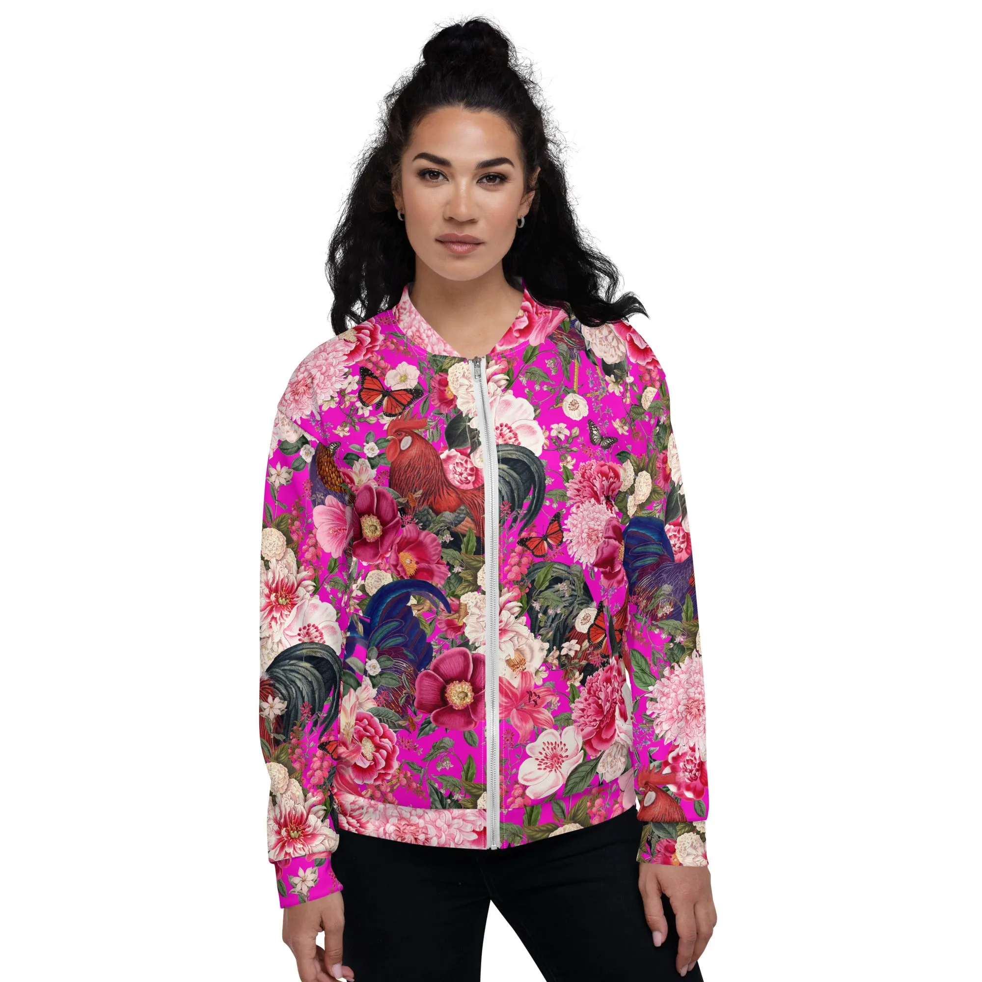 Secret Chicken Garden Bomber Jacket, Roosters