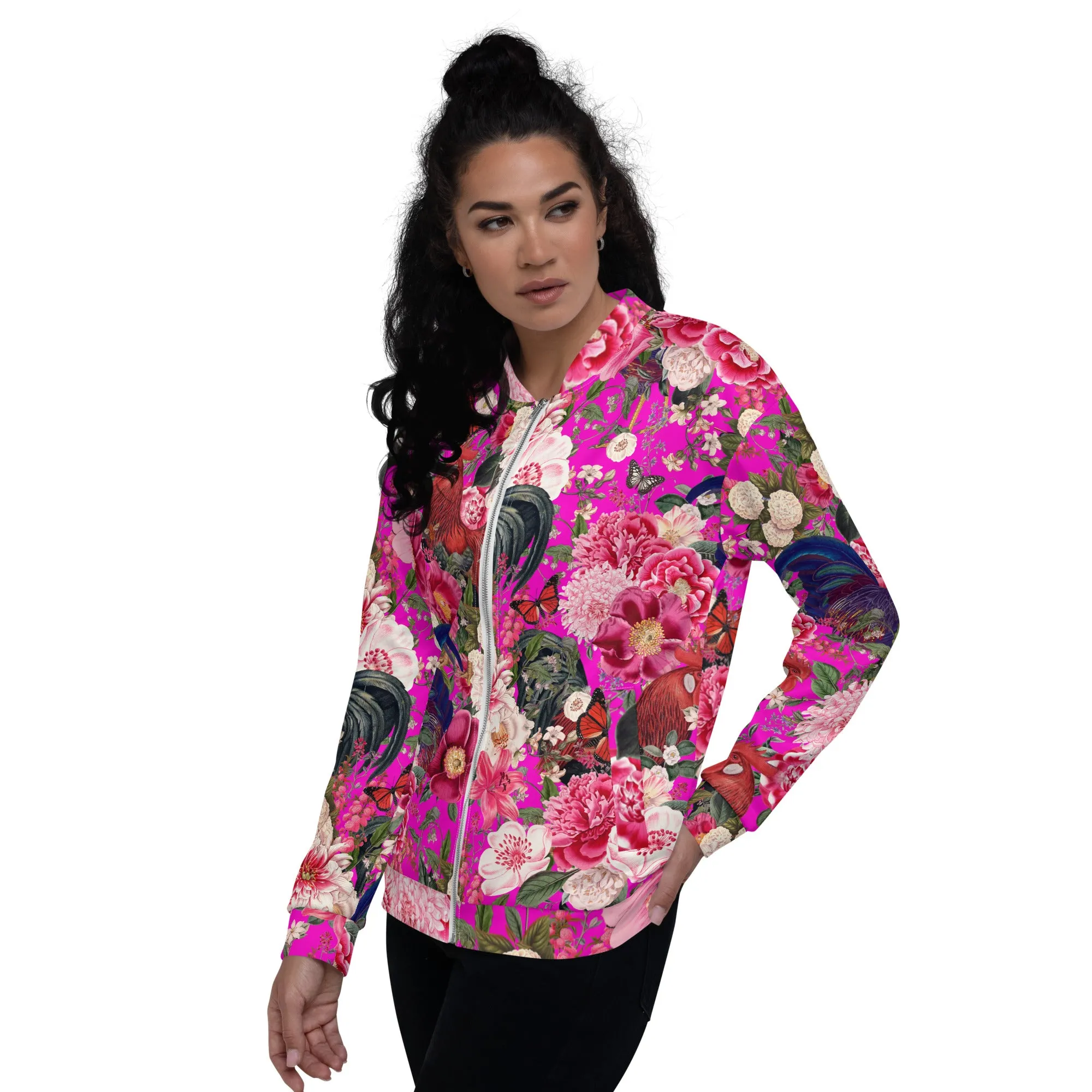 Secret Chicken Garden Bomber Jacket, Roosters