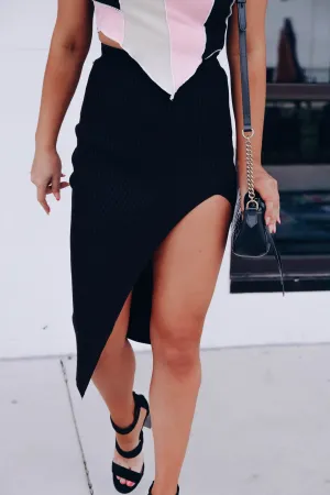 Selah Side Slit Midi Skirt - Black