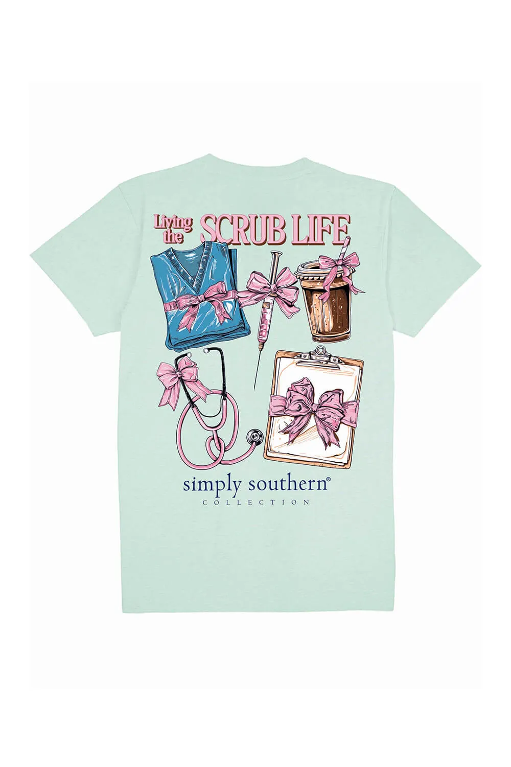 Simply Southern Living The Scrub Life T-Shirt for Women in Mint | SS-SCRUB-MINT