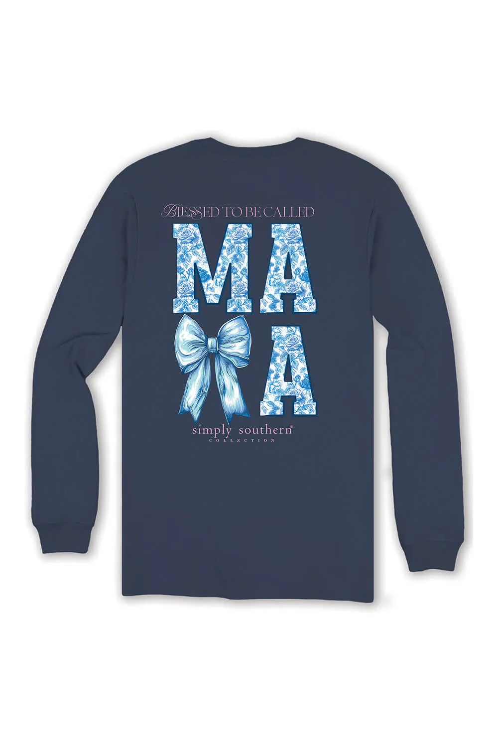 Simply Southern Plus Size Long Sleeve Blessed Mama T-Shirt for Women in Mirage | EXT-LS-BLSMAMA-MIRAGE