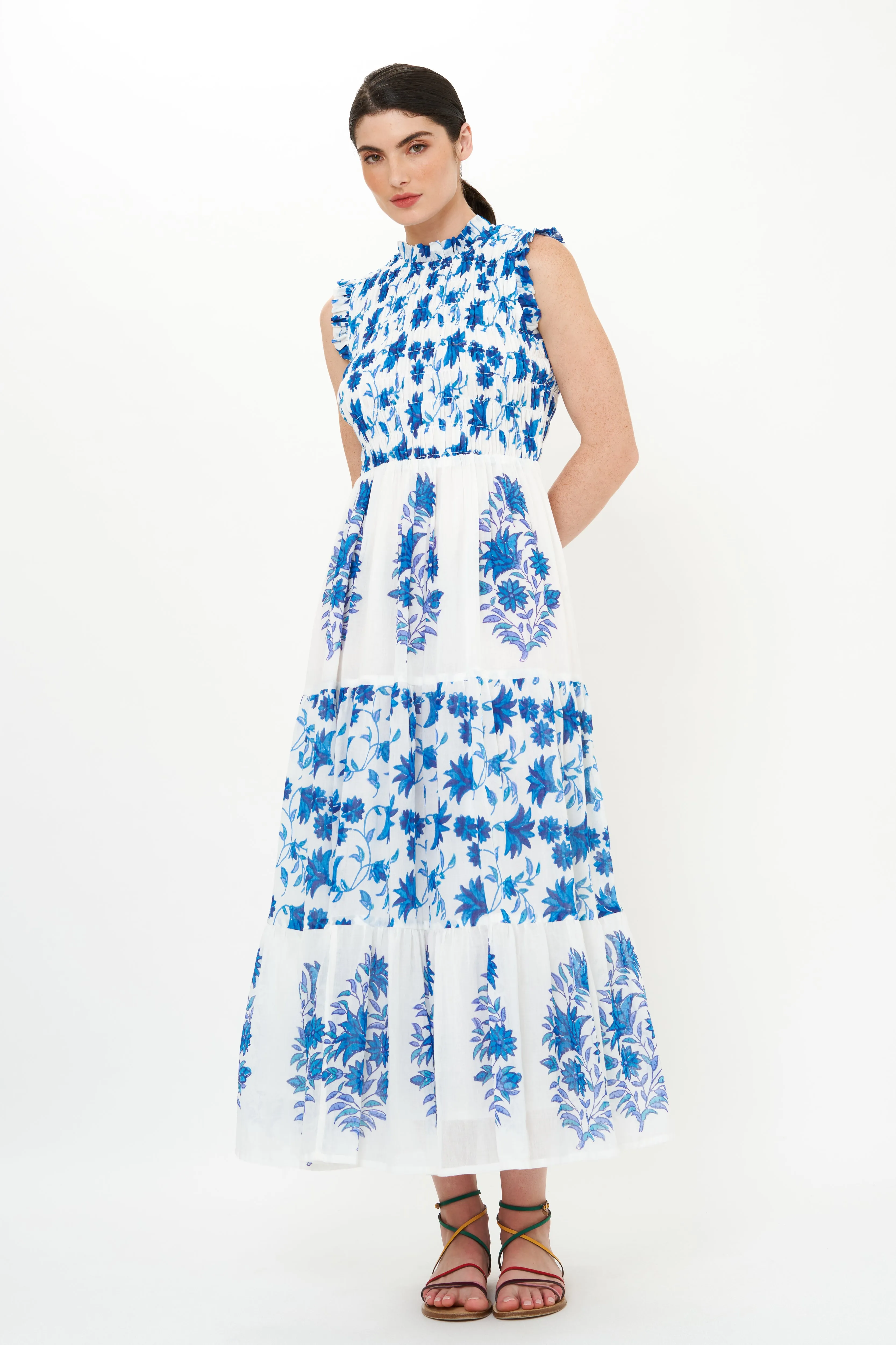 Sleeveless Smocked Maxi- Marion Blue