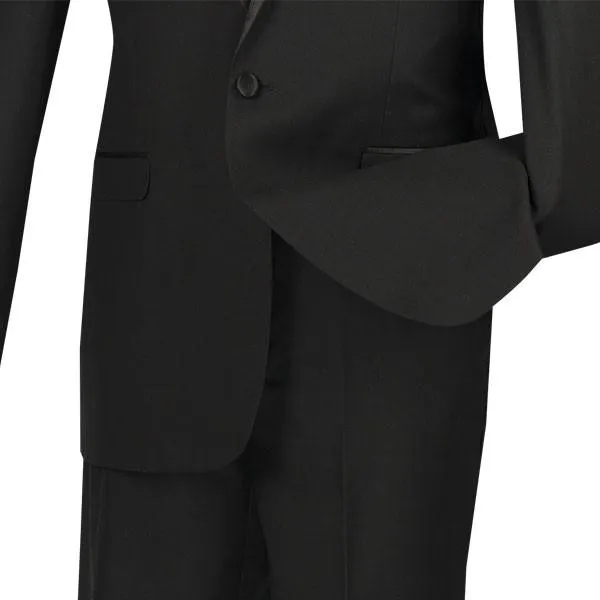 Slim Fit 2 Piece 1 Button Shawl Collar Tuxedo (Black) T-SS