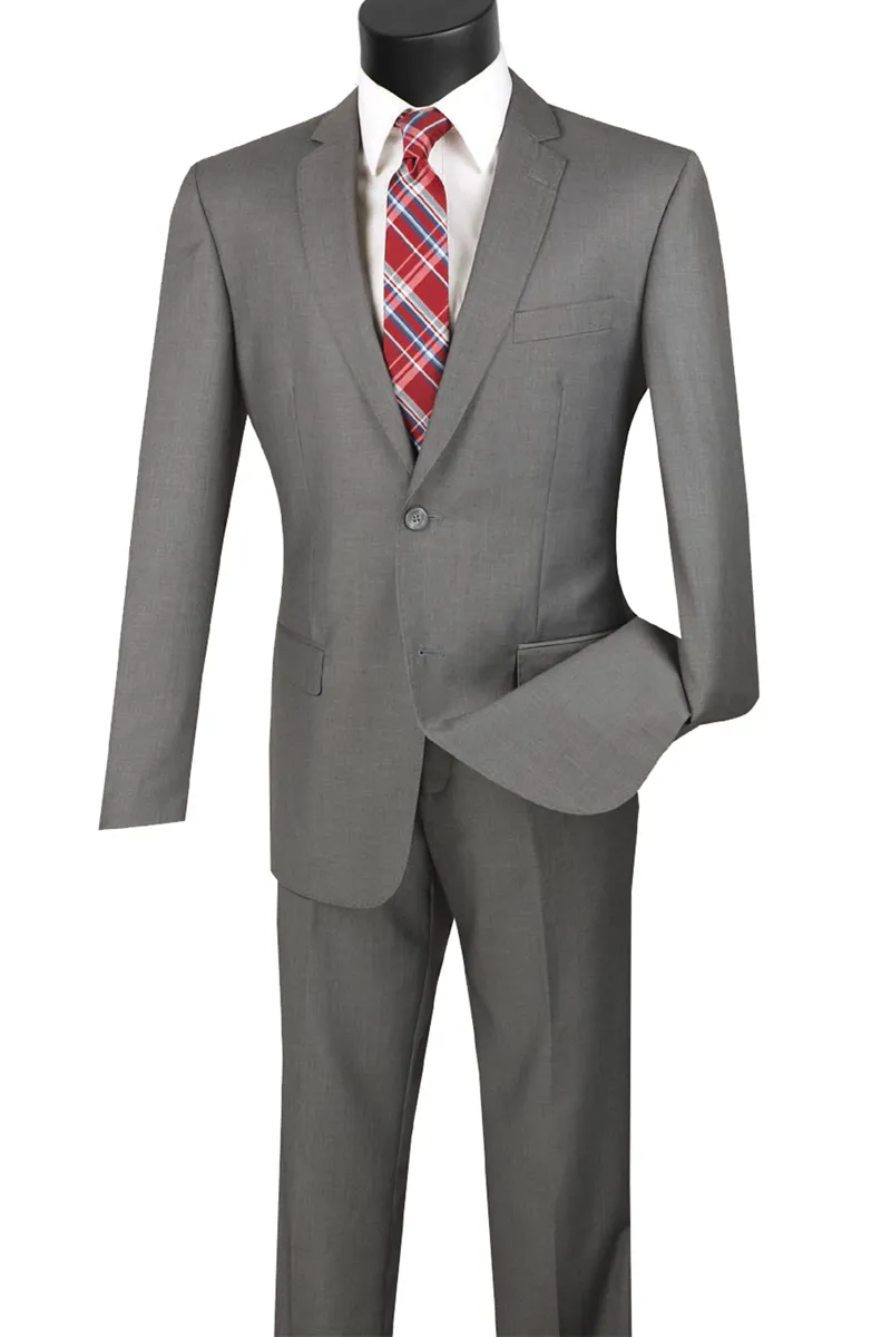 Slim Fit 2 Piece 2 Button Suit (Medium Gray) SC900-12