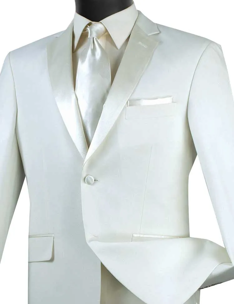 Slim Fit 2 Piece 2 Buttons Design Tuxedo (Ivory) T-SC900