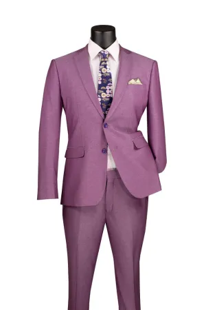 Slim Fit 2 Piece Single Breasted 2 Button Design Suit Light Purple S2RK-7