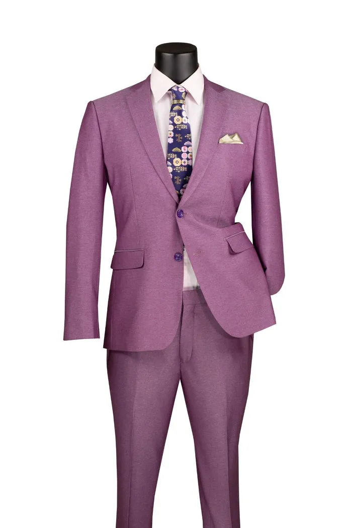 Slim Fit 2 Piece Single Breasted 2 Button Design Suit Light Purple S2RK-7