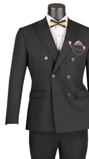 Slim Fit 2 Piece Stretch Fabric Suit Black SDB-1