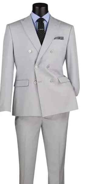 Slim Fit 2 Piece Stretch Fabric Suit Silver SDB-1